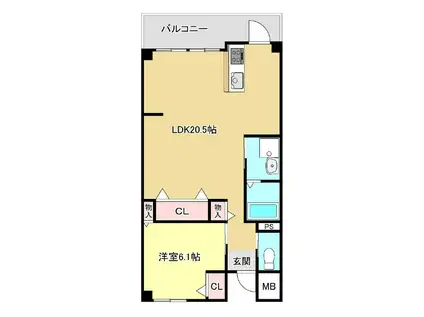 メゾン相生(1LDK/5階)の間取り写真