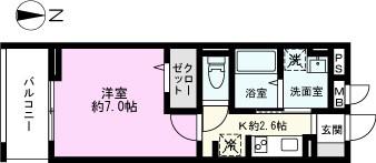 レーヴ・シェソワ(1K/2階)の間取り写真