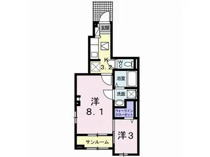 ソルヴィア(2K/1階)の間取り写真