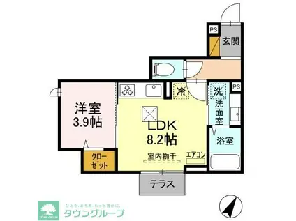 D-ROOM稲毛東(1LDK/1階)の間取り写真
