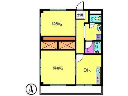 スワームマンション(2DK/2階)の間取り写真