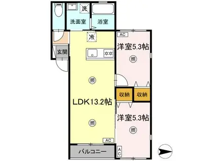 宇栄原共同(2LDK/1階)の間取り写真