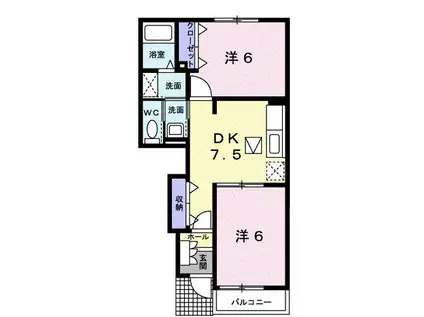 グランドウィッシュ(2DK/1階)の間取り写真