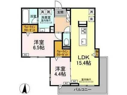 セレスティア檀溪通(2LDK/1階)の間取り写真