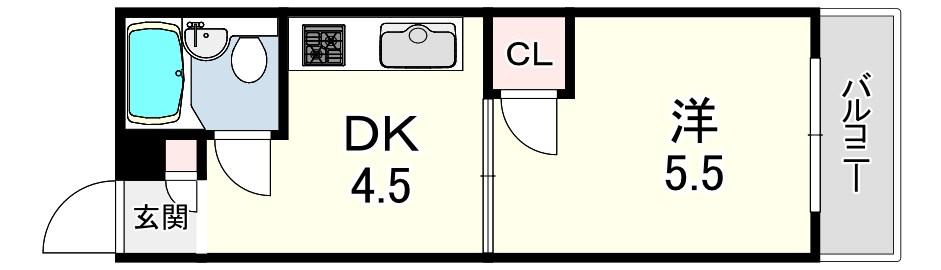 プレタメゾン岡本(1DK/2階)の間取り写真