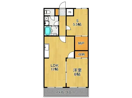 ドミール鹿島(1SLDK/2階)の間取り写真