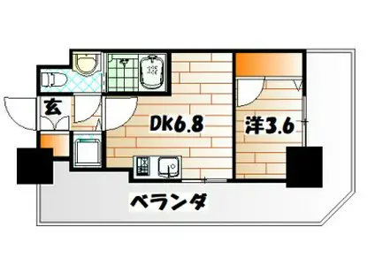 NO.71オリエントトラストタワー(1DK/18階)の間取り写真