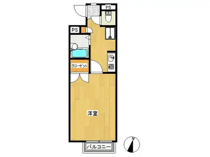 セゾンハラデI(1K/1階)の間取り写真