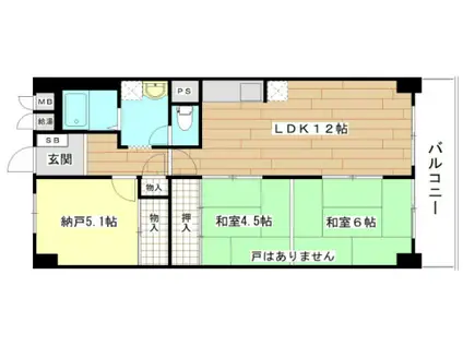 ニューライフ難波(1SLDK/3階)の間取り写真