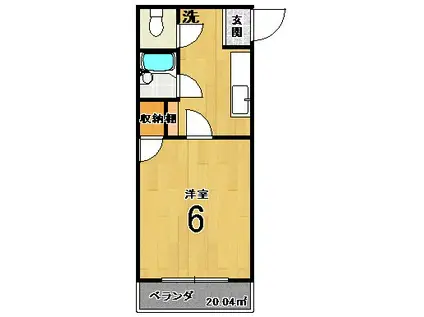 ホワイトグリーン新館(1K/3階)の間取り写真