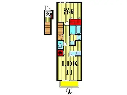 ミニヨン柏A(1LDK/2階)の間取り写真
