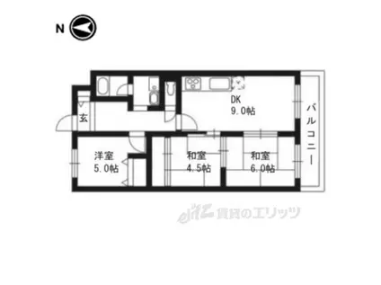 ベルベデール向日町(3DK/1階)の間取り写真
