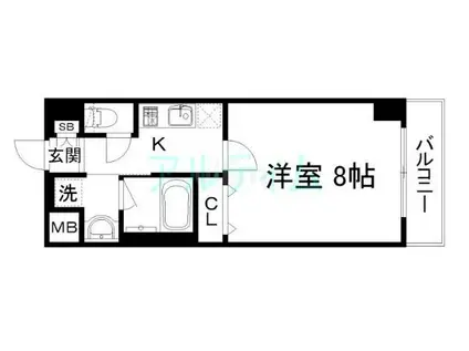 ベラジオ京都洛南II(1K/2階)の間取り写真