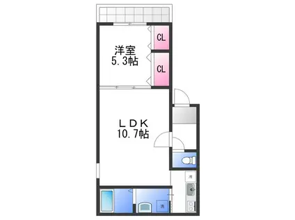 ポルボロン(1LDK/1階)の間取り写真