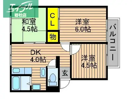 UMINAコーポ(3DK/2階)の間取り写真