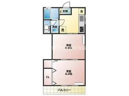 フランバンメゾネットIII(1LDK/2階)の間取り写真