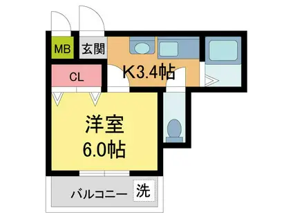シャンラヴィヌ(1K/1階)の間取り写真