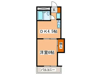 コンフレール町田(1DK/1階)の間取り写真