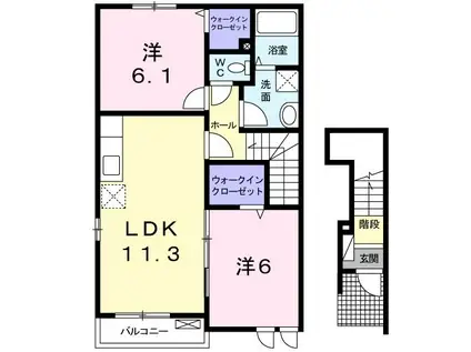 メゾン・プラシード(2LDK/2階)の間取り写真