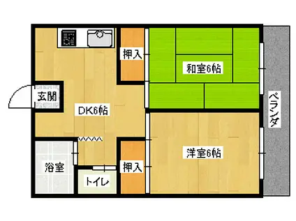 コーポ千陽(2DK/4階)の間取り写真