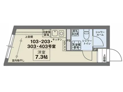 COCOFLAT世田谷(ワンルーム/1階)の間取り写真