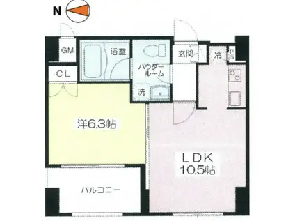 リブレ東新宿(1LDK/13階)の間取り写真