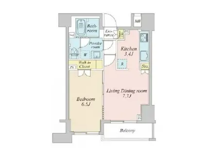 プラウドフラット神楽坂II(1LDK/1階)の間取り写真