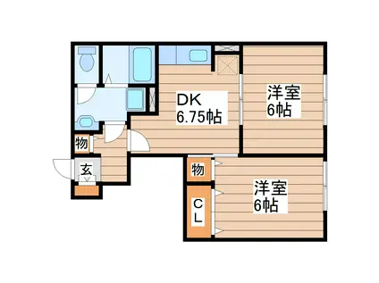 メゾンアンソレイユII(2DK/1階)の間取り写真