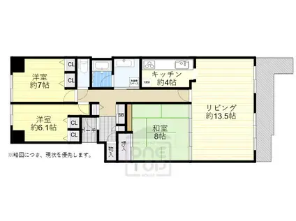 ジオ緑地公園3番館(3LDK/6階)の間取り写真