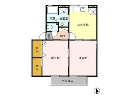 ルシード(2DK/1階)の間取り写真