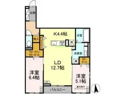 CLASSEUM仙台小田原 I(2LDK/2階)の間取り写真