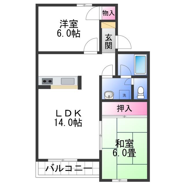 グリーンリーフ(2LDK/3階)の間取り写真