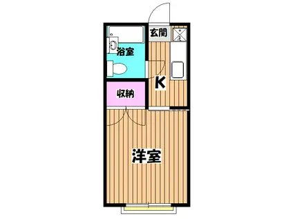 パークハイツ中島I(1K/2階)の間取り写真