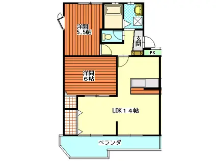 MSタウンIII(2LDK/1階)の間取り写真