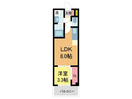 シエーナ川西中央3(1LDK/3階)の間取り写真