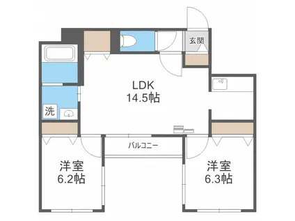 BRAMA南11条(2LDK/4階)の間取り写真