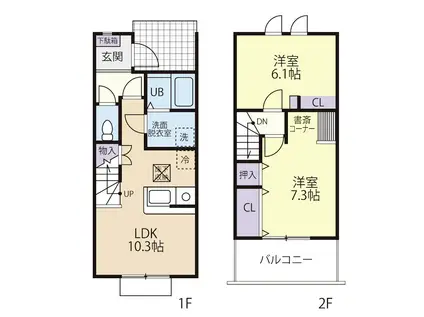 FONTAINE(2LDK/1階)の間取り写真