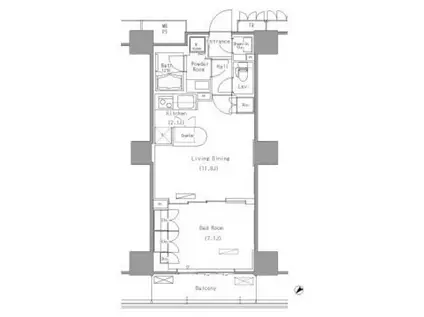 パークアクシス豊洲(1LDK/12階)の間取り写真