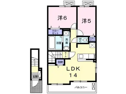 グランテラス C(2LDK/2階)の間取り写真