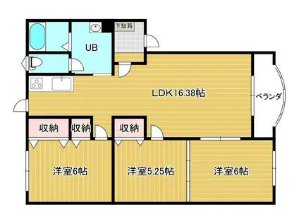 サニーフラットYOU(3LDK/1階)の間取り写真