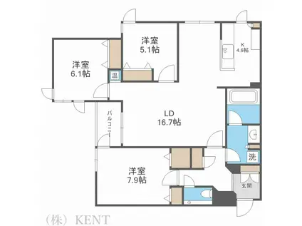 BELGRADE MARUYAMA(3LDK/1階)の間取り写真