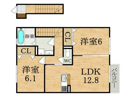 セジュール常盤A棟(2LDK/2階)の間取り写真