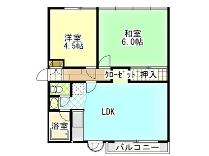 洋光ハイツ(2LDK/3階)の間取り写真