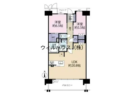 サンメゾン新金岡レジデンシャル(2LDK/2階)の間取り写真
