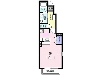 プレミールII(ワンルーム/1階)の間取り写真