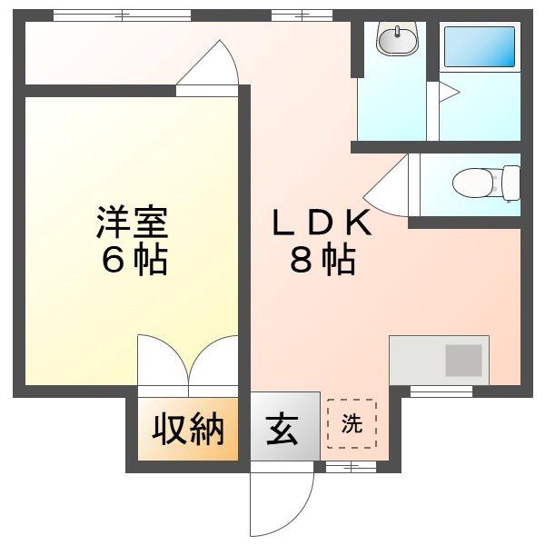 レジデンス伊島A棟(1LDK/1階)の間取り写真