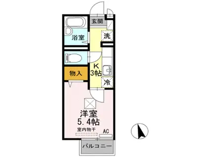 シャイン ルート 綾羅木(1K/2階)の間取り写真