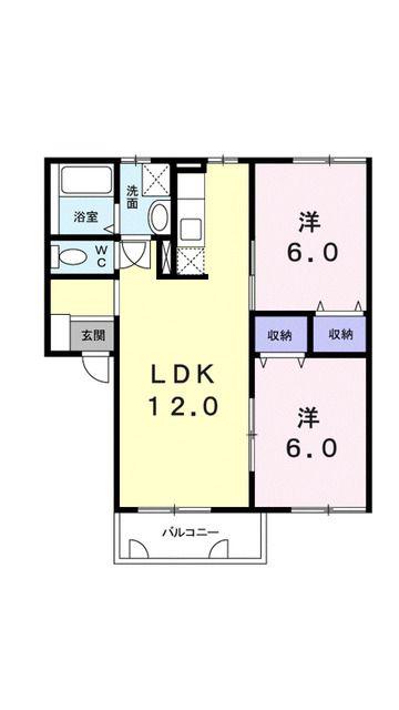 クレストール森松II(2LDK/2階)の間取り写真