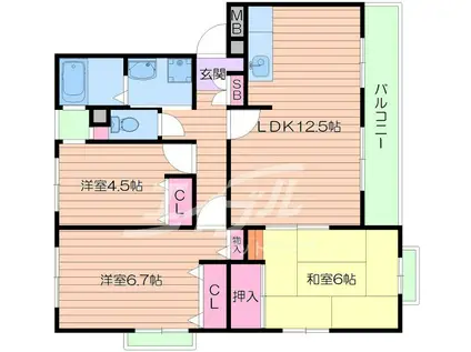 メゾン箕面(3LDK/2階)の間取り写真