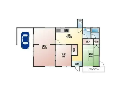 光映ハイツ(3DK/1階)の間取り写真